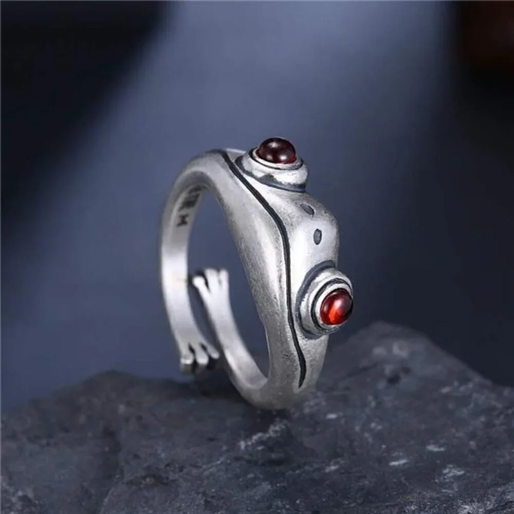 Frog Ring 990 Sterling Silver Cute Animal Jewelry Adjustable